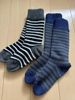 スキー用　キッズ靴下 ボーダー　サイズ16-18cm 2足セット
