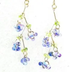 D574 ファルファーレ&ドロップ チェコビーズピアス （シルバータイプ
