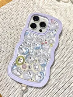 iPhone15pro スマホケース ボンボンドロップシール モモンガ ちいかわ