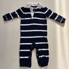 Ralph Lauren ネイビー/ホワイトストライプロンパース 2M