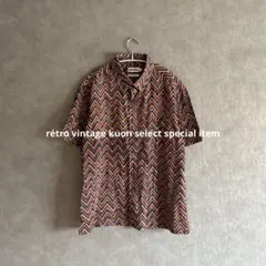 昭和レトロ総柄シャツ　メンズ　インド製　エスニック柄　ヴィンテージシャツ　古着のサムネイル