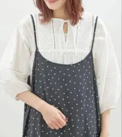 サマンサモスモス SM2 抗菌防臭 首元すっきりスキッパーレースブラウス