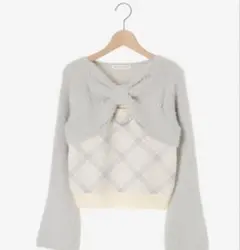 MAJESTIC LEGON リボンボレロドッキングニット