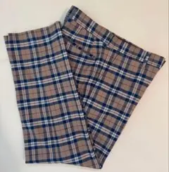 BEAMS チェック柄スラックス テーパードパンツ S
