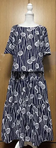 着物リメイク 絣(木綿)のウエストギャザーワンピース - メルカリ