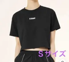 XXYMX ブラック クロップドTシャツ