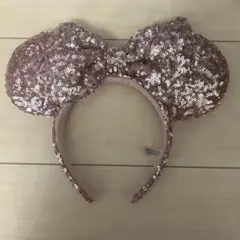 ディズニー　カチューシャ　ミニーマウス　ピンク　スパンコール