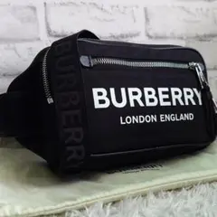 美品 バーバリー ボディバッグ クロスボディ ロゴ ブラック 保存袋付き メンズ