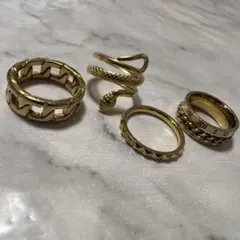 《お値下げ✧˖*°》サージカルステンレス リング 指輪 ゴールド 5点 セット