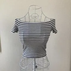H&M BASIC オフショルダー ストライプ トップス XS