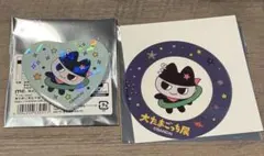 大たまごっち展　ハート型缶バッジ　クリアステッカー　くろまめっちセット