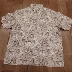 エディーバウアー　総柄　ペイズリー　系　ハーフボタン　半袖　ボックス　シャツ
