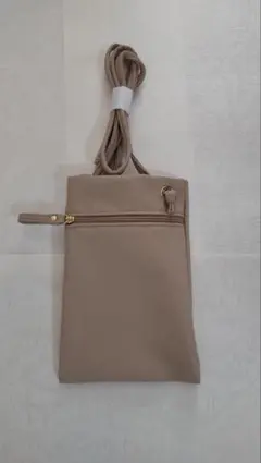 オルビス　ベージュスマホ ショルダーバッグ ファスナー付き