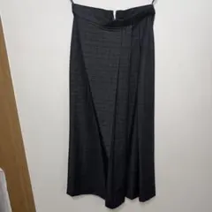 グレー チェック柄 プリーツロングスカート
