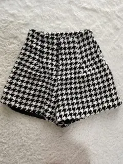 千鳥柄ハイウエストショートパンツ