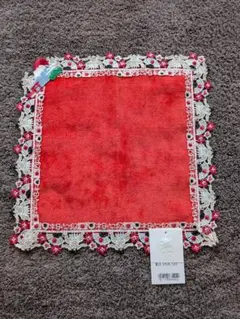 【新品・未使用】近沢レース　どすこい日本　和レース　タオルハンカチ（レッド）