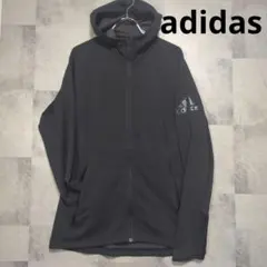 adidas ブラック クライマクール フルジップフーディー パーカー L
