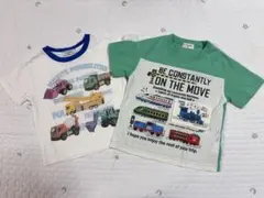 乗り物柄　Tシャツ　2枚セット　100cm 車　電車のサムネイル
