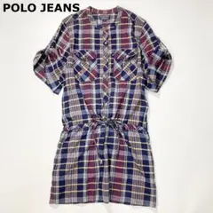 POLO JEANS ポロ ラルフローレン チェック ワンピース 半袖 M