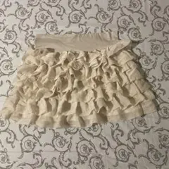 アイボリー フリルミニスカート 裏地付き
