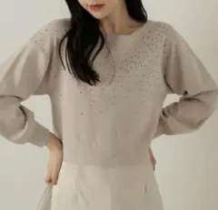 PROPORTION BODY DRESSINGビジュー付きニットラベンダー