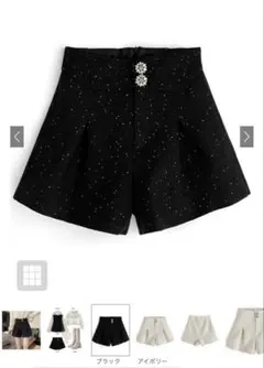 GRL ツイードビジューボタンショートパンツ