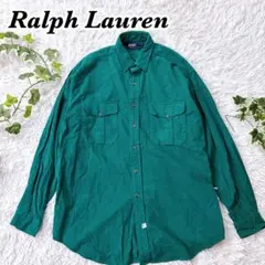 ラルフローレン　長袖 シャモアクロス シャツ メンズ L グリーン