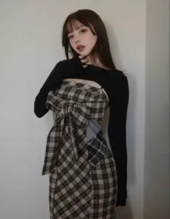 andmary juni check dress beige Mサイズ