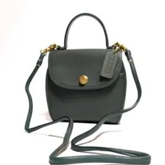 OLD COACH Hand Bag Green 2way leather