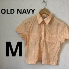 ヴィンテージ　OLD NAVY 半袖　シャツ　レディース　チェック　オレンジ　M