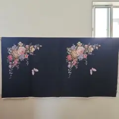 花柄蝶柄 黒　生地115㎝