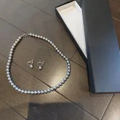 グレーパール ネックレス イヤリング セット