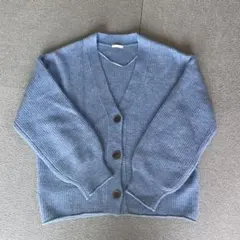 GU リブ編み カーディガン ブルー