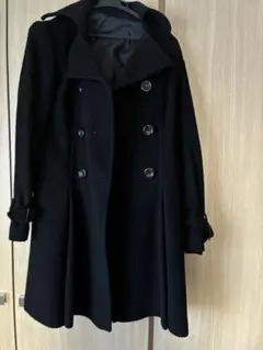 黒いウール ダブルブレストコート