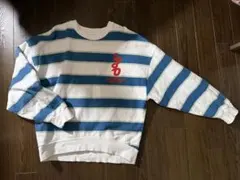 Moussy青と白ストライプ トレーナー FREEサイズ