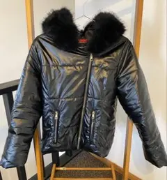 Fashion ブラック ファーダウンジャケット S y2k 平成ギャル