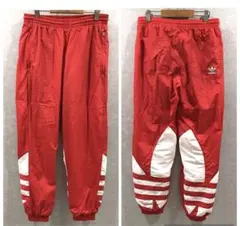 adidas デカロゴ ナイロンパンツ トラックパンツ 赤白 M