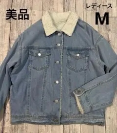 美品 ボア襟付き デニムジャケットGジャン ブルゾン アウター M