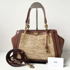 【極美品】COACH 2way ハンドバッグ ドリーマー 麻 かごバッグ