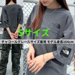 残り1点【韓国限定】ノースフェイス ロゴ ステッチ Tシャツ グレー M 