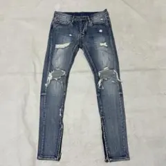 mnml ミニマル スキニージーンズ ダメージ加工 ジップ 32