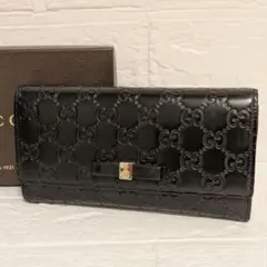 ✨美品✨ GUCCI 長財布 マイクロシマ リボン インターロッキング