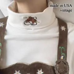アメリカ製ヴィンテージ お馬さんの刺繍 タートルネックカットソー アメリカ製ヴィンテージ お馬さんの刺繍 タートルネックカットソー