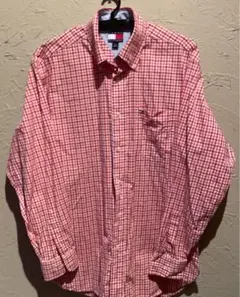 トミーヒルフィガー　オレンジチェックボタンダウンシャツ