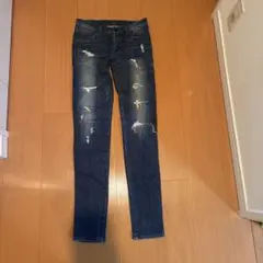 ダメージ加工ダークブルースキニーデニム