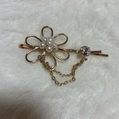 ヘアピン　お花　パール