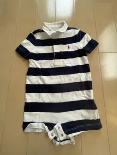 Ralph Lauren ネイビーとホワイト ストライプ ポロシャツ　18M