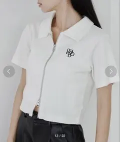 WEGO ホワイト ジップアップ Tシャツ