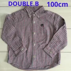DOUBLE.B ミキハウス　長袖チェック柄シャツ　100cm￼￼￼
