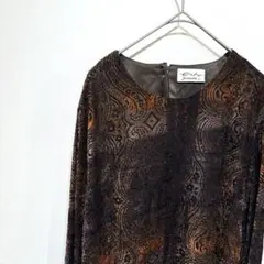 【美品】Erfo jeunesse 【42】エルフォ ペイズリー柄 ベロア